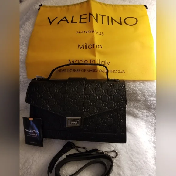 🎀VALENTINO by MARIO VALENTINO Adrienne Logo Leather crossbody bag. Color:Black⚘ - Picture 7 of 16